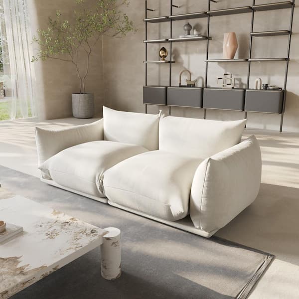 Comfy 77 in. Flared Arm Breathable Chenille Modular Sofa Love Sofa Wide Deep Seat Minimalist Lawson Floor Couch in Beige