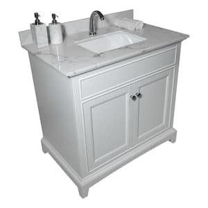 37 in. W x 22 in. D x 4 in. H Engineered Stone Composite Vanity Top in Gray with White Rectangle Single Sink