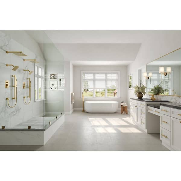 3-Spray Patterns 2.5 GPM 10 and 6 in. Dual Shower Head Wall Mount Fixed Shower Head with Handheld In Brushed Gold