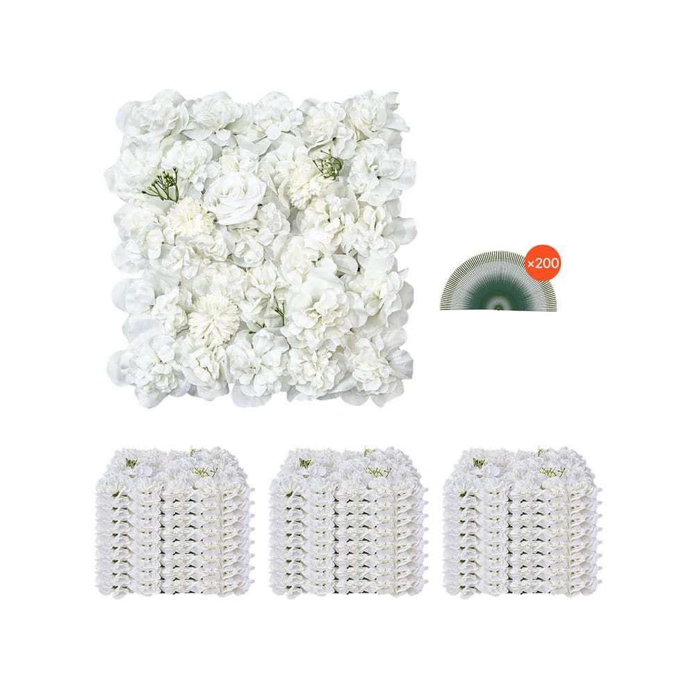 VEVOR 3D Flower Wall Panel 2.56 in. x 15 in. Artificial Rose Hedge