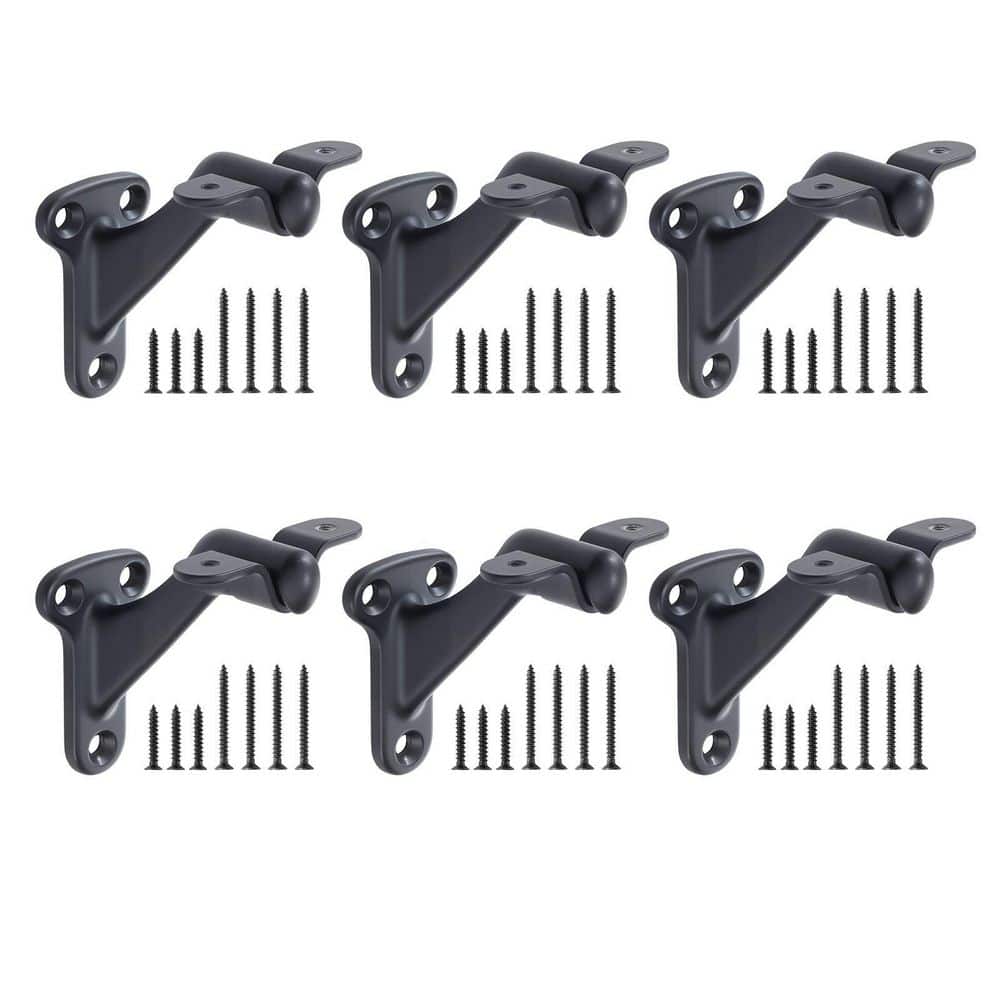 Laybus 6 Packs Heavy Duty Black Handrail Hardware Bracket for Stairways ...