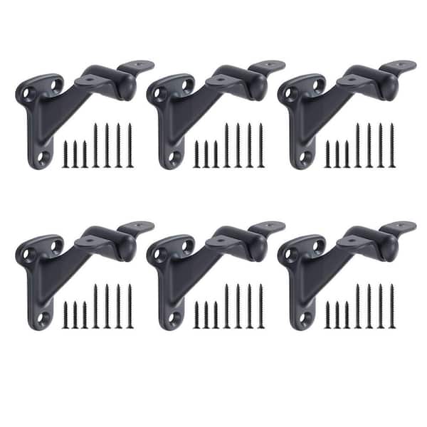 6 Packs Heavy Duty Black Handrail Hardware Bracket for Stairways