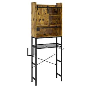 Hooseng 23.6 in. W x 72.8 in. H x 8.7 in. D Rustic Brown Over the Toilet Storage with Adjustable Shelves