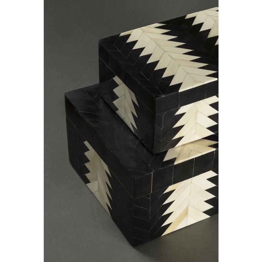 Venota Black and Ivory Decorative Boxes, Set of 2