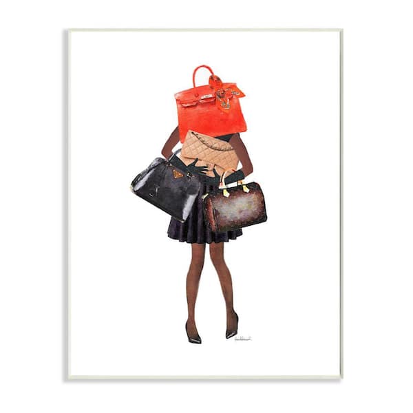Stupell Industries "Fashionista Carrying Designer Bags Glam Shopping" by Amanda Greenwood Unframed People Wood Wall Art Print 13 in x 19 in