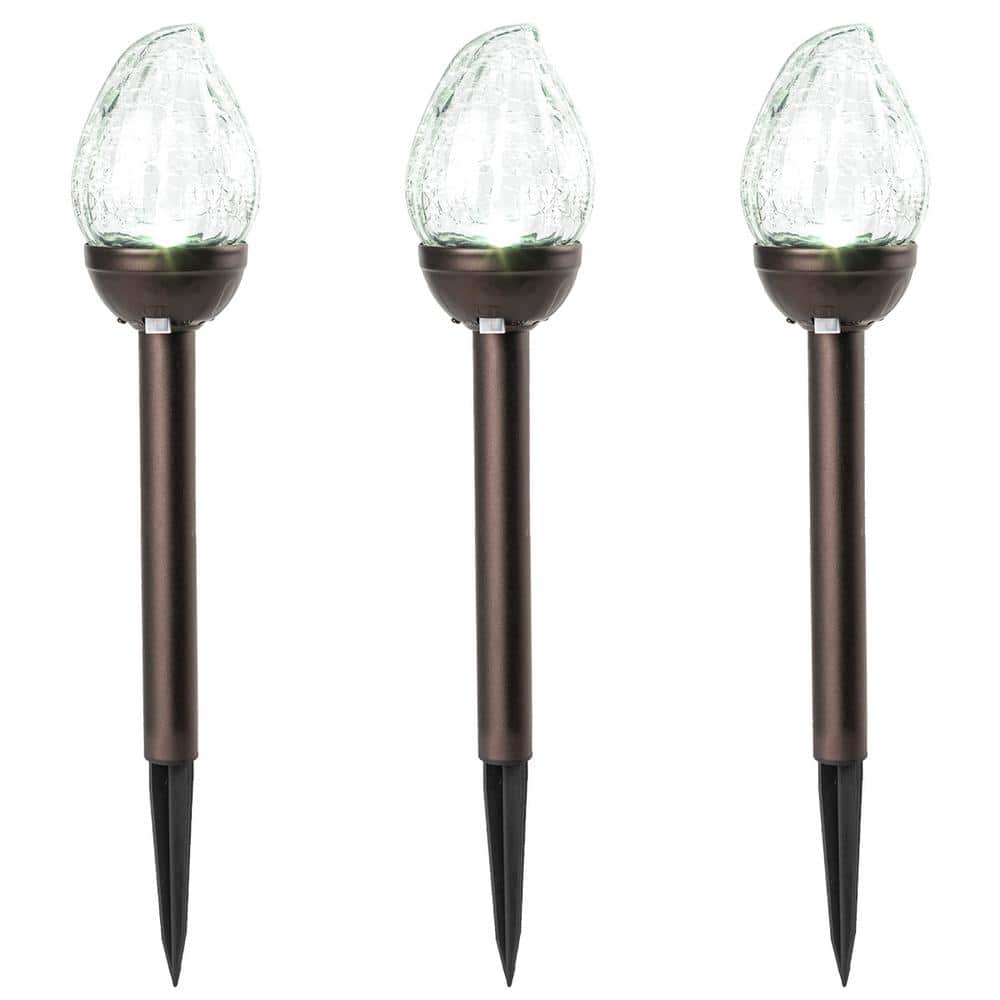 Solar Bronze LED Path Light with Color-Changing, 2 Modes (3-Pack) -  GIGALUMI, P-L-HYLW-WH1