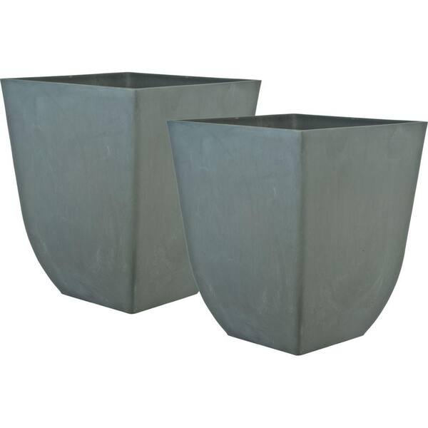 Pride Garden Products Cubo 15 in. Square Light Gray Plastic Planter (2-Pack)