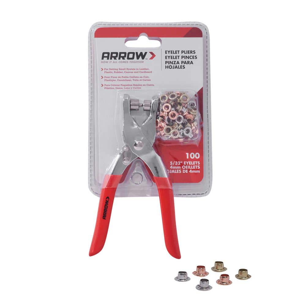 Ergonomic Red Handle Steel Eyelet Plier Kit with Multicolored Eyelets