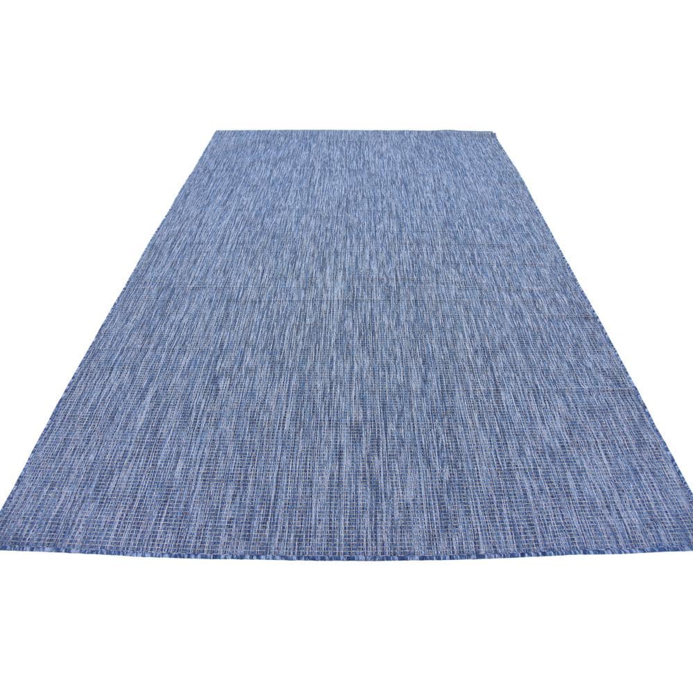 Navy Blue Synthetic Flat Woven Reversible Outdoor Rug 6' x 9'