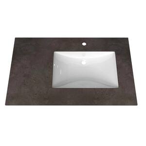 Monica 36 in. W x 22 in. D Porcelain Vanity Top in Rustic Black with Right Basin