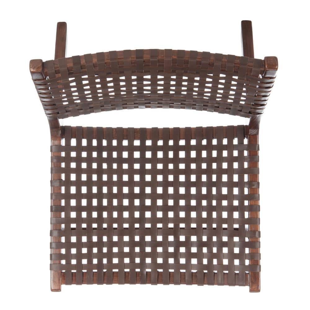 Luna Transitional Brown Leather and Wood Handcrafted Accent Chair