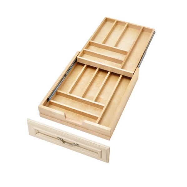 Rev-A-Shelf 4.31 in. H x 18 in. W x 21.5 in. D Wooden Cutlery Drawer Organizer with Soft-Close