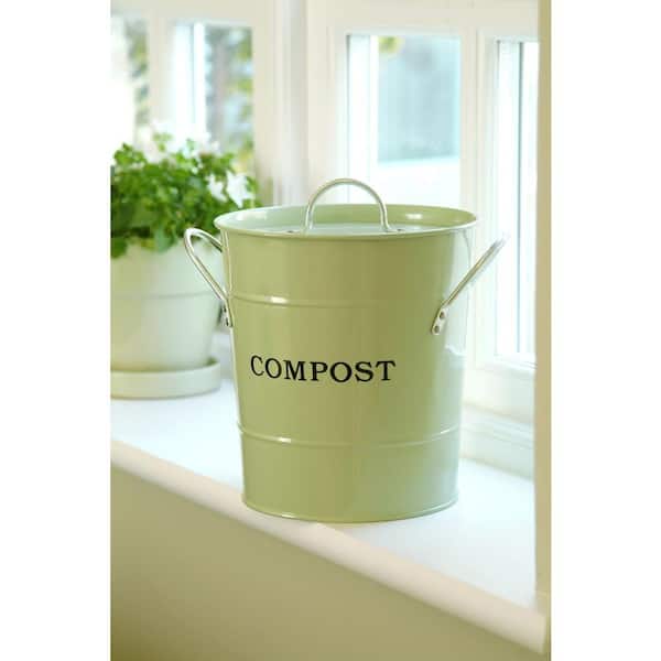 SHCKE Compost Bin Stainless Steel Kitchen Compost Bucket for Kitchen  Countertop Odorless Compost Pail for Kitchen Food Waste with Carrying  Handle 1.3 Gallon Easy to Clean 