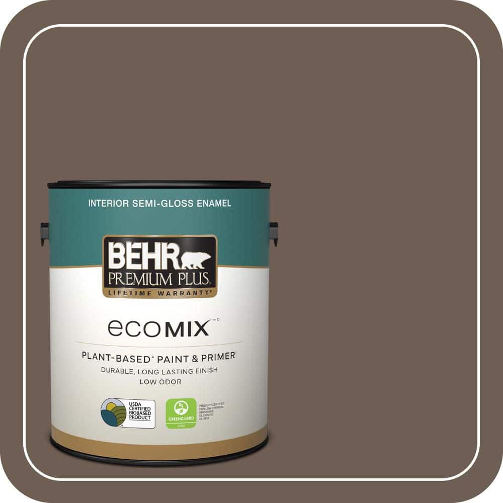 1 gal. #N210-6 Swiss Brown Semi-Gloss Enamel EcoMix Plant-Based Interior Paint & Primer price history on PriceWatchPro