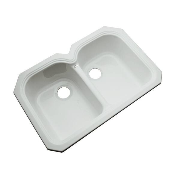 Thermocast Hartford Undermount Acrylic 33 in. 0-Hole Double Bowl Kitchen Sink in Sterling Silver
