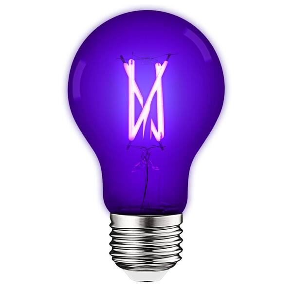 LUXRITE Edison UV Black Light Bulb 6 Watt A19 LED Filament Black Light Bulb UVA 397 407nm Enclosed Fixture Rated E26 Base LR21729 1PK