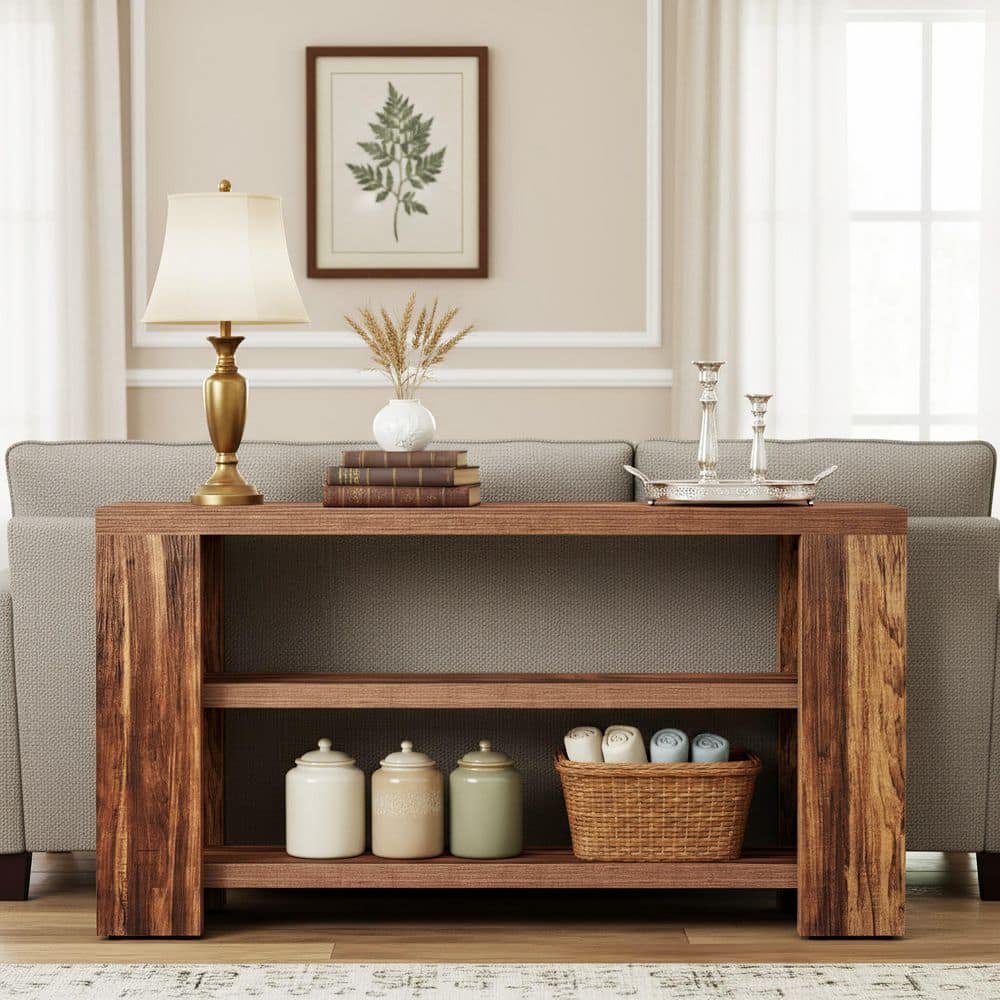 BYBLIGHT Turrella 70.9 in. Extra Long Rustic Brown Rectangle Wood ...