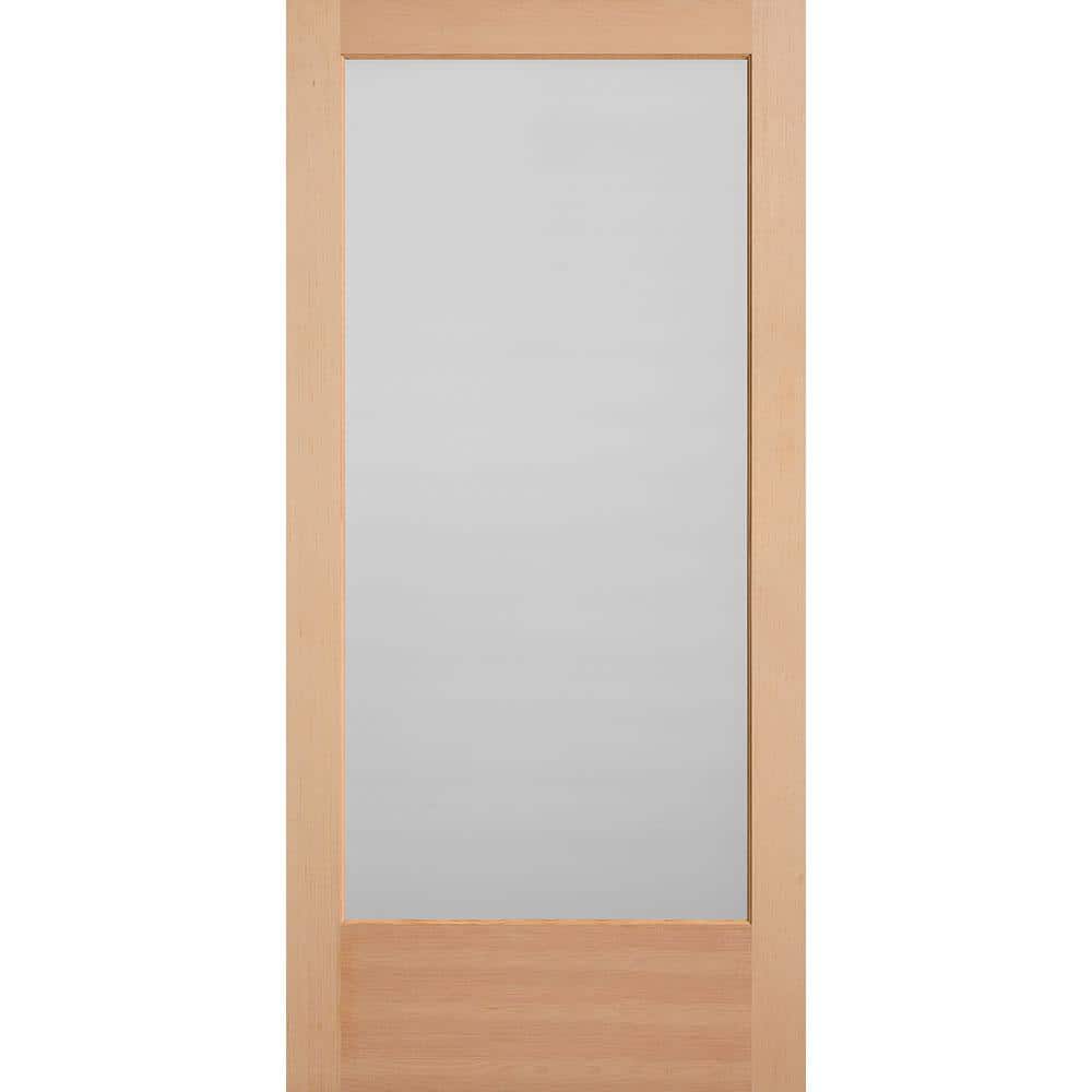 40 in. x 84 in. Unfinished Fir Veneer 1-Lite Solid Wood Interior Barn Door Slab