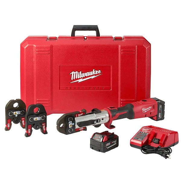 Milwaukee M18 18-Volt Lithium-Ion 1/2 in. to 1 in. FORCE LOGIC Long Throw Cordless Press Tool Kit w/ 3 Jaws, (2) 3.0 Ah Batteries