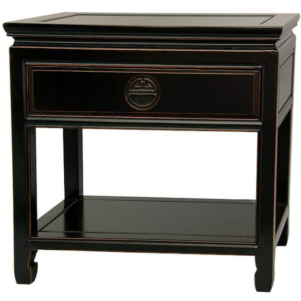 Oriental Furniture Bedside Black End Table