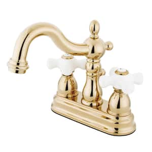 Heritage 4 in. Centerset 2-Handle Bathroom Faucet with Brass Pop-Up in Polished Brass