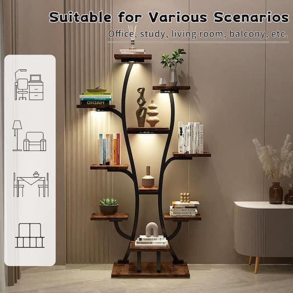 CSC DECOR INC 65 in. H Walnut Vase-Shaped MDF Indoor Plant Stand