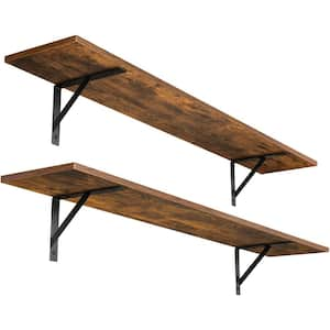 47.3 in. W x 7.9 in. D Rustic Brown Decorative Wall Shelf, Wall Mounted Shelves Set of 2