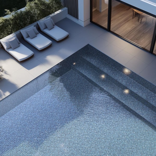 Hawaiian Blue 1 in. 12 in. x 12 in. x 0.16 in. Glass Mesh-Mounted Mosaic Wall Tile (19.4 sq. ft./Case)
