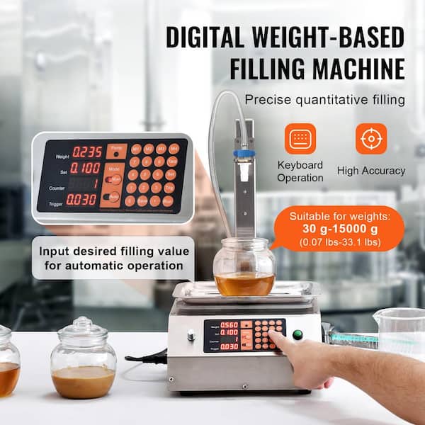 Liquid Filling Machine, 30-15,000g Capacity, Automatic Bottle Filler, Digital Control for Milk, Oil, Wine, Beverage