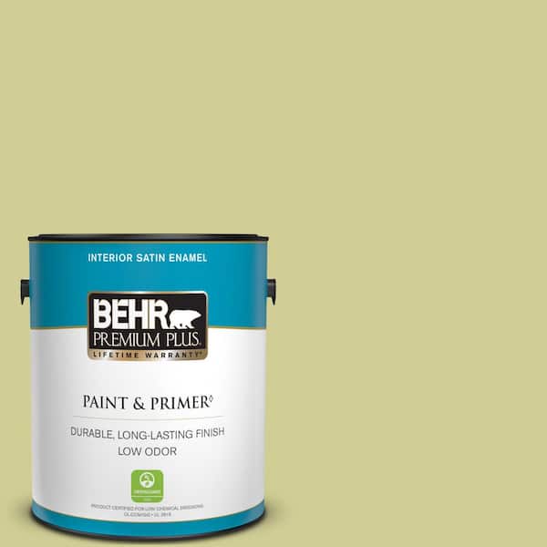BEHR PREMIUM PLUS 1 gal. #M340-4 Wasabi Satin Enamel Low Odor Interior Paint & Primer