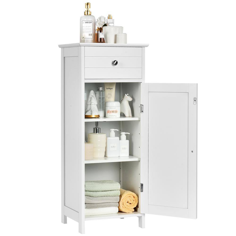 Abilene White MDF Living Room Storage Cabinet with Drawer & Shelves