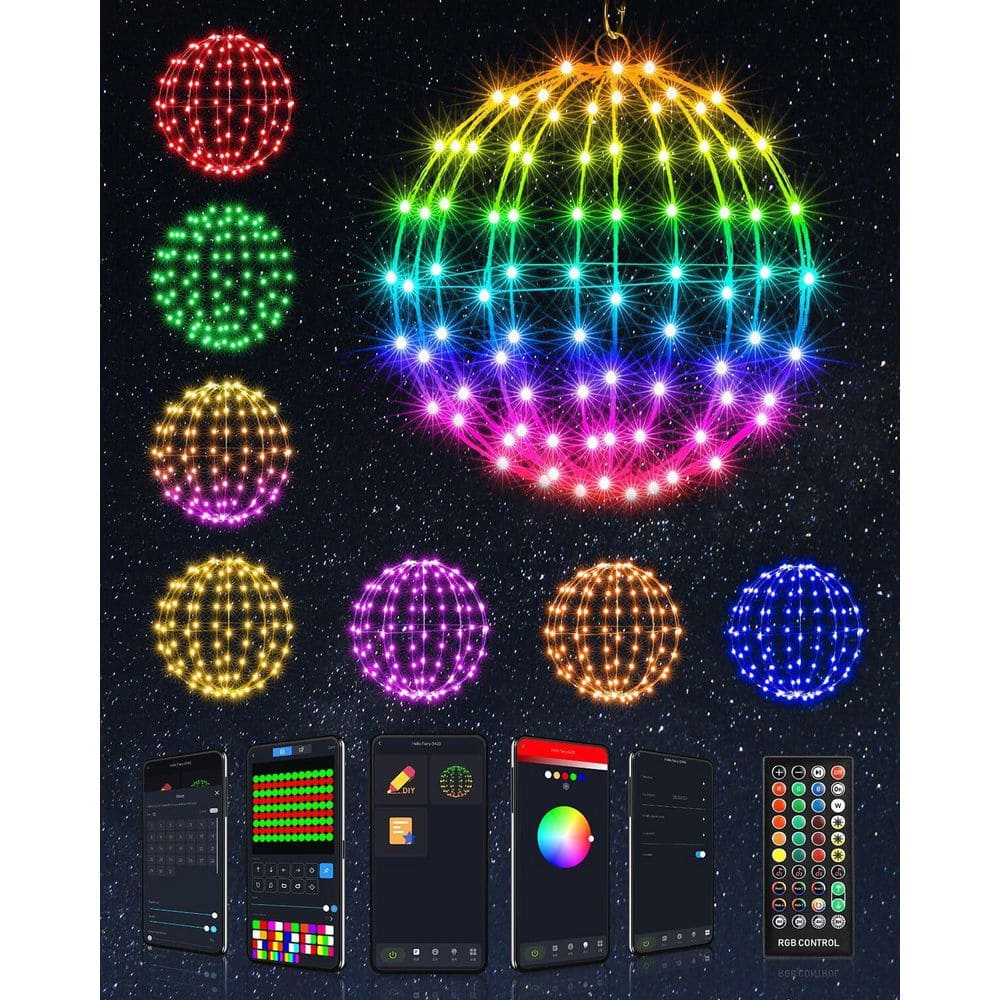 2 Pack 11.8 in. 108LED Hanging Ball Lights Color Changing Color Changing