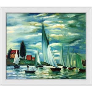 Regates at Argenteuil by Claude Monet Galerie White Framed Nature Oil Painting Art Print 24 in. x 28 in.