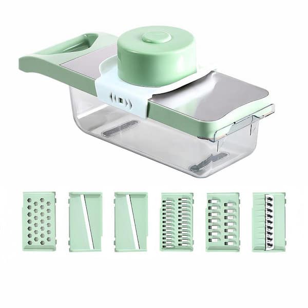 Plastic Mandoline Slicer with 6-Blades, Handheld Container, Magnetic Storage, for Veggies, 8-in 1