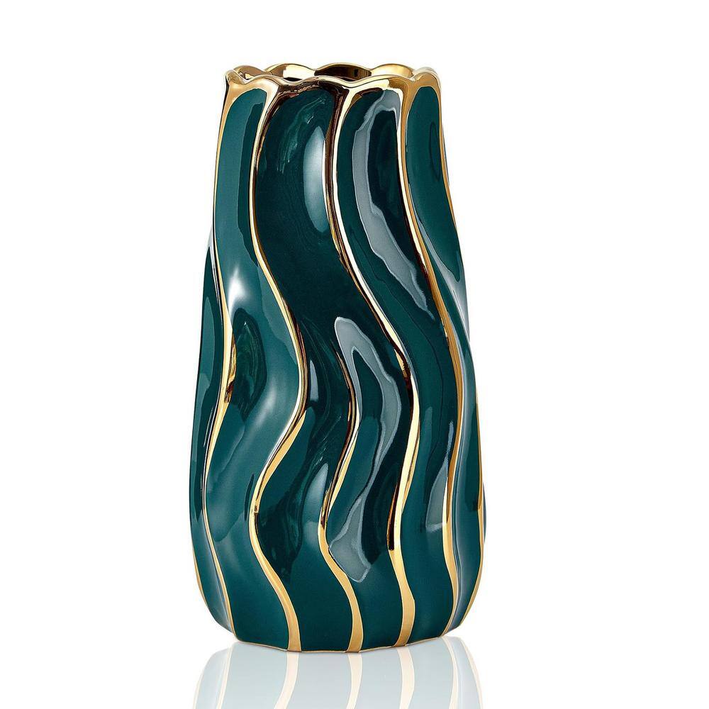 Ceramic Vase, Vase for Home Decor, Decorative Flower Vase, Vertical Stripe 