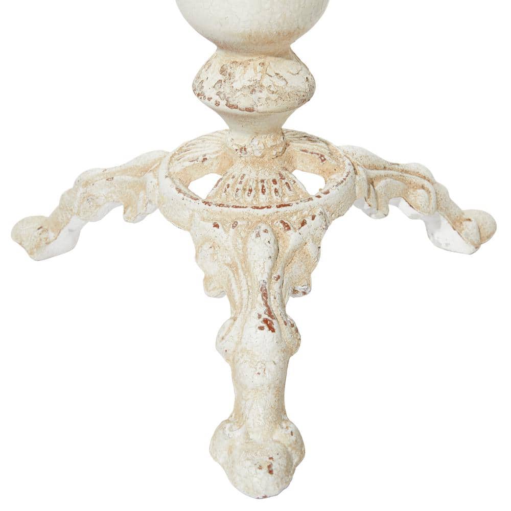 Tall Distressed White Iron Candle Lantern Set