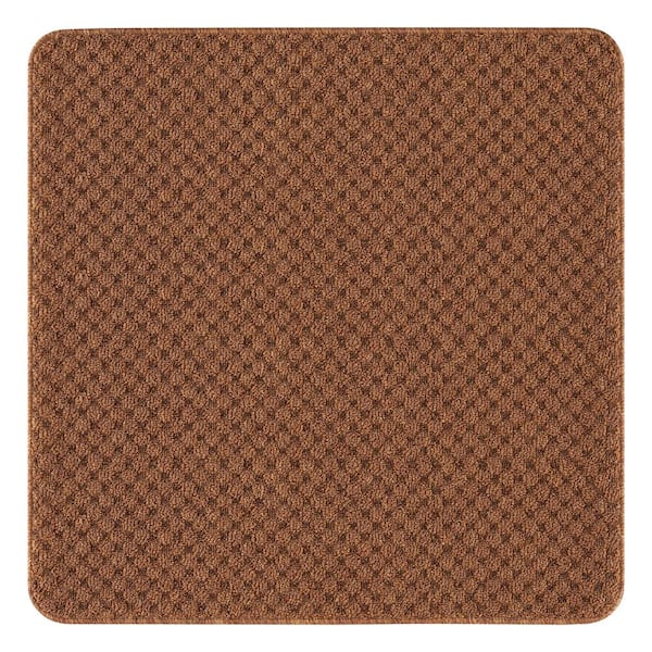 Beverly Rug Waffle Beige 31 in. x 31 in. Non-Slip Rubber Back Stair Tread Cover (Landing Mat)