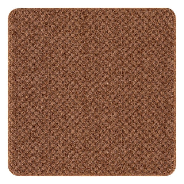 Beverly Rug Waffle Beige 8.5 in. x 26 in. and 31 in. x 31 in. Solid Border Non-Slip Stair Tread Cover and Landing Mat (Set of 16)