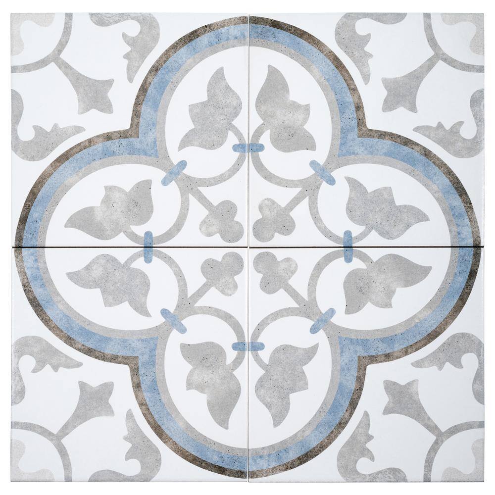 Luv Passion 8" Gray and Blue Porcelain Tile