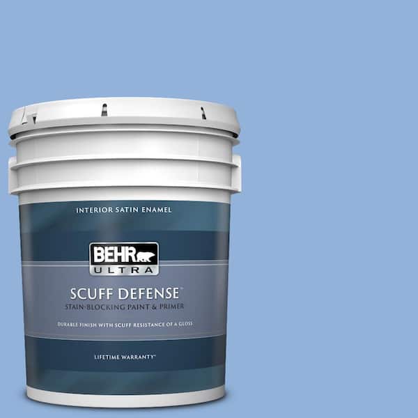 BEHR ULTRA 5 gal. #580B-5 Cornflower Blue Extra Durable Satin Enamel Interior Paint & Primer