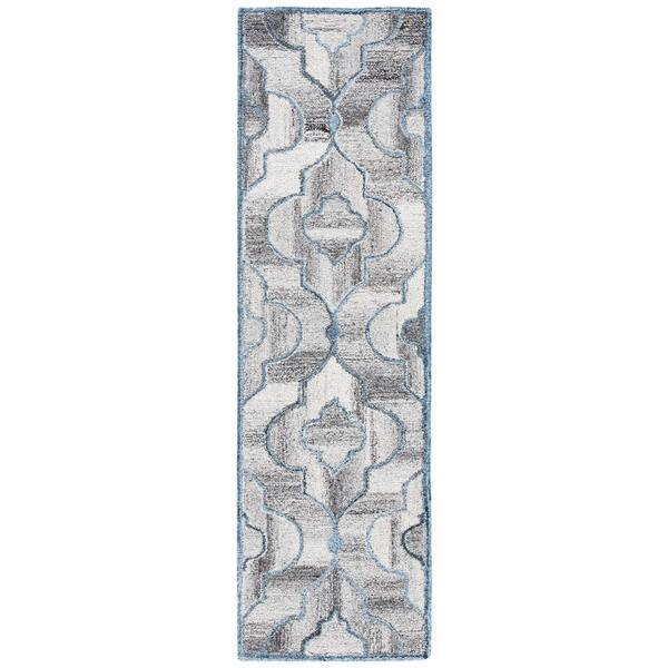 SAFAVIEH Abstract Blue/Brown 2 ft. x 8 ft. Geometric Trellis Runner Rug ABT646M28 The Home Depot
