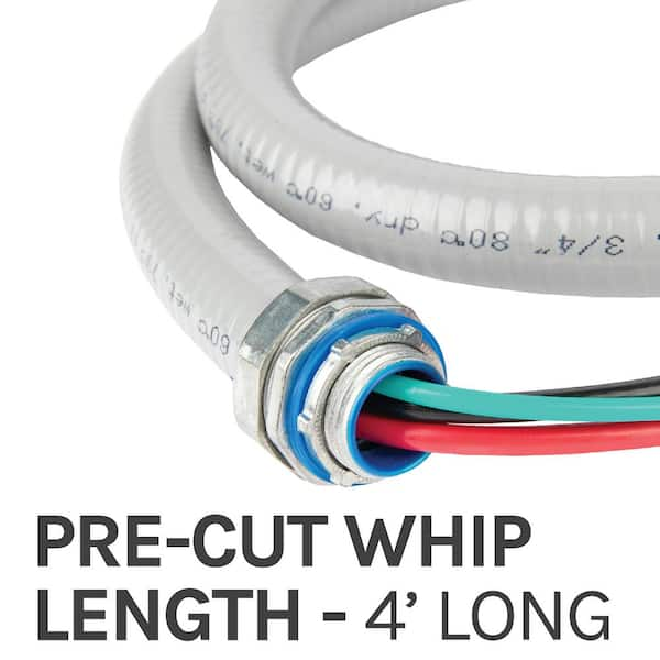 Cambridge 1/2 in. x 4 ft. 10/3 Flexible PVC Conduit A/C Whip Cable