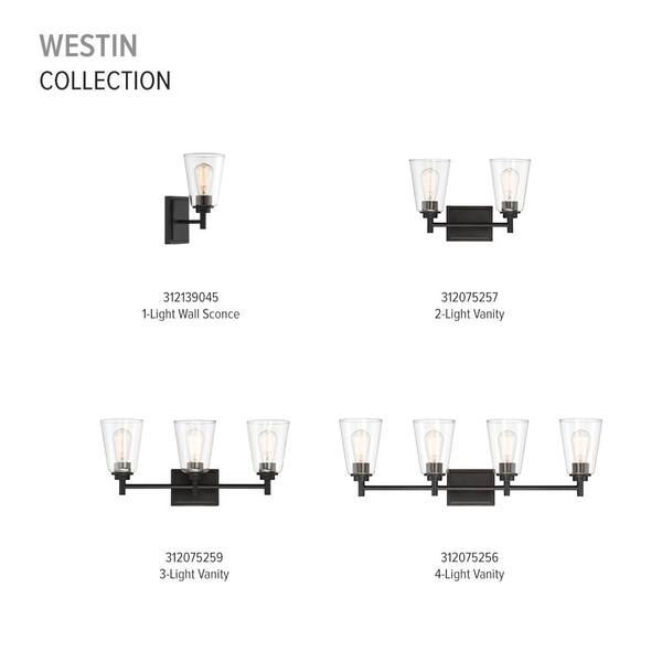 Designers Fountain - Westin 22.5 in. 3-Light Matte Black Industrial Vanity Light with Clear Glass Shades