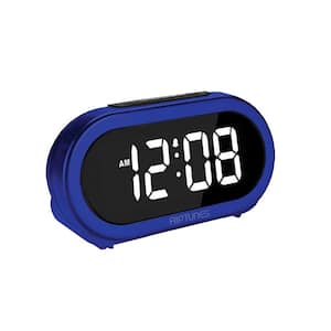 1.4 in. Digital Alarm Clock with 5 Alarm Sounds, Screen Dimmer - Blue