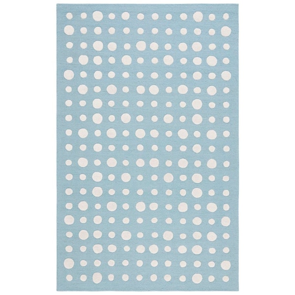 Kids 5 ft. x 8 ft. Blue/Ivory Abstract Polka-Dot Area Rug