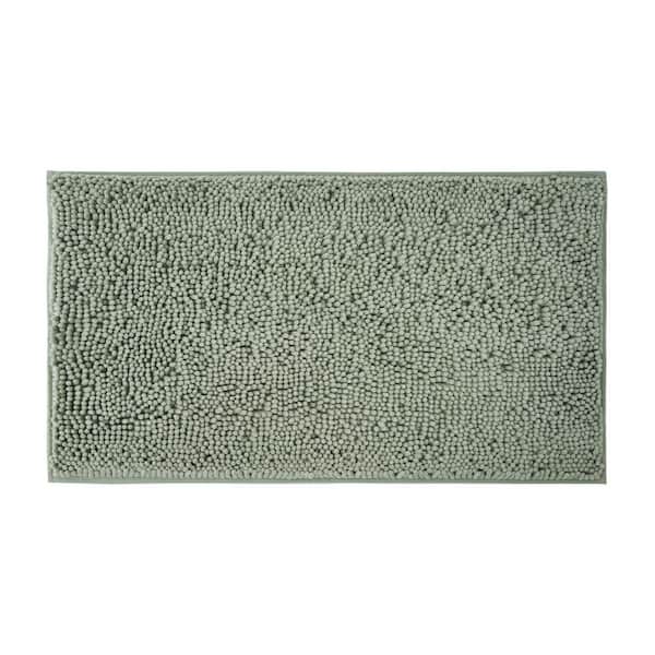 Plush Shag Chenille Sage Green 27 in. x 45 in. Bath Rug
