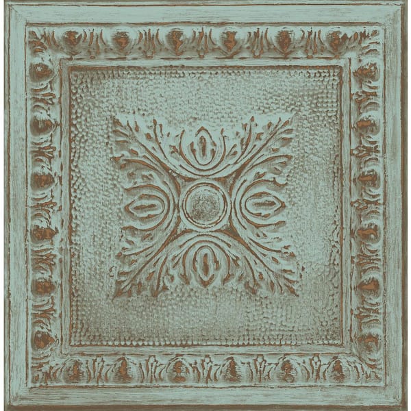 A-Street Prints Hillman Turquoise Ornamental Tin Tile Paper Strippable Roll (Covers 56.4 sq. ft.)