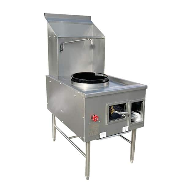 Cooler Depot 24 in. W 1 Burner 13 in. Hole Commercial Microwaveable Cookware LP Propane Chinese Wok Accessory Range in Stainless