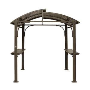 8 ft. x 5 ft. Arc Roof Brown Grill Gazebo Brown
