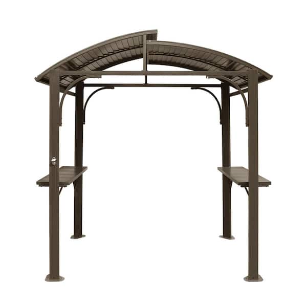 domi outdoor living 8 ft. x 5 ft. Arc Roof Brown Grill Gazebo Brown